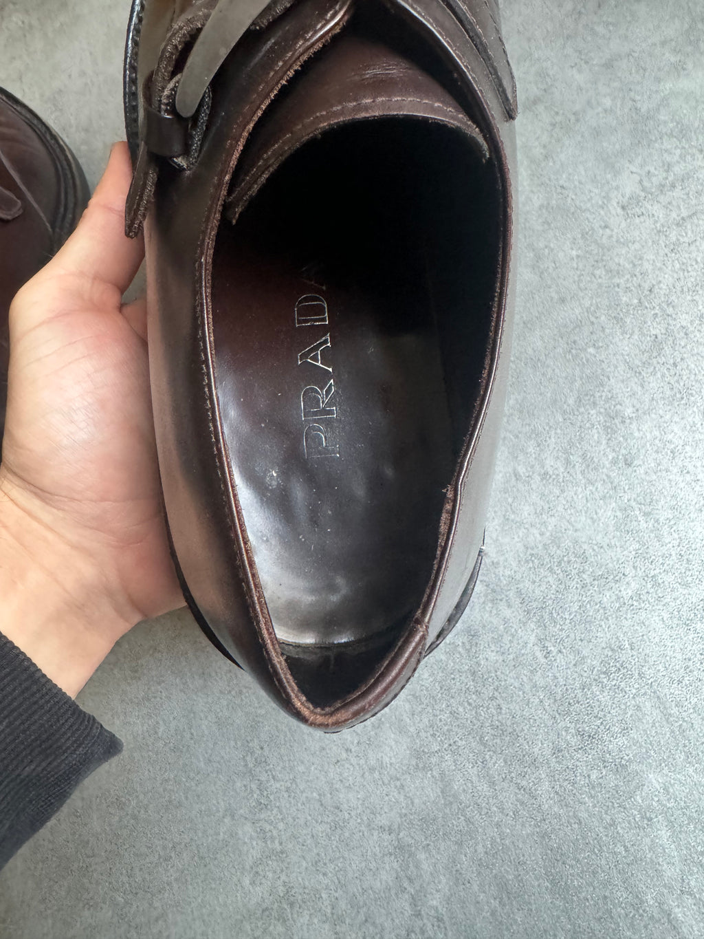 AW2016 Prada Brown Leather Monk Strap Buckle Shoes  (42) - 8