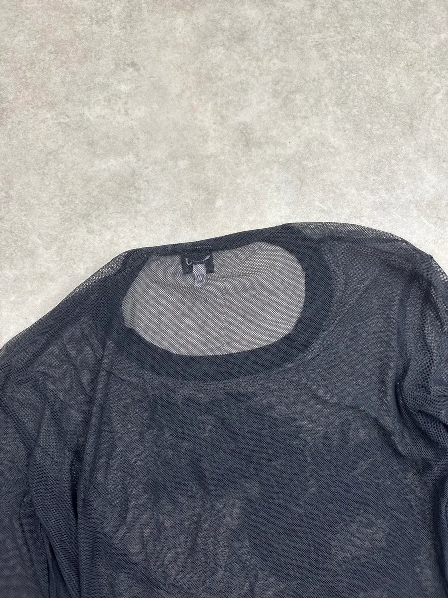 2000s Cavalli Jeans Black Dragon Embroidered Sheer Mesh Longsleeves DLEykPzt 6