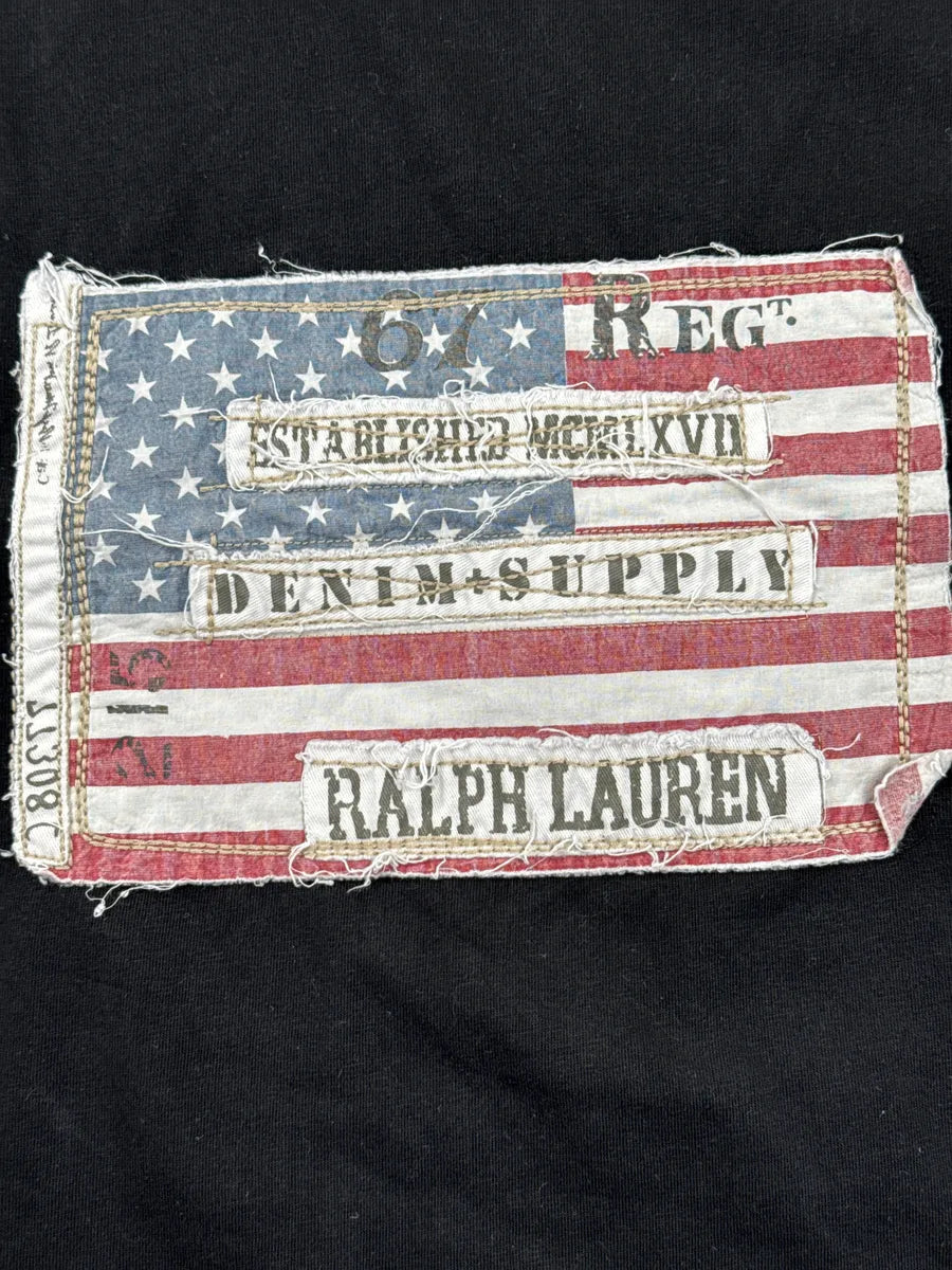 Ralph Lauren Black American Flag Patch Logo T-Shirt DMMpWxkq 5