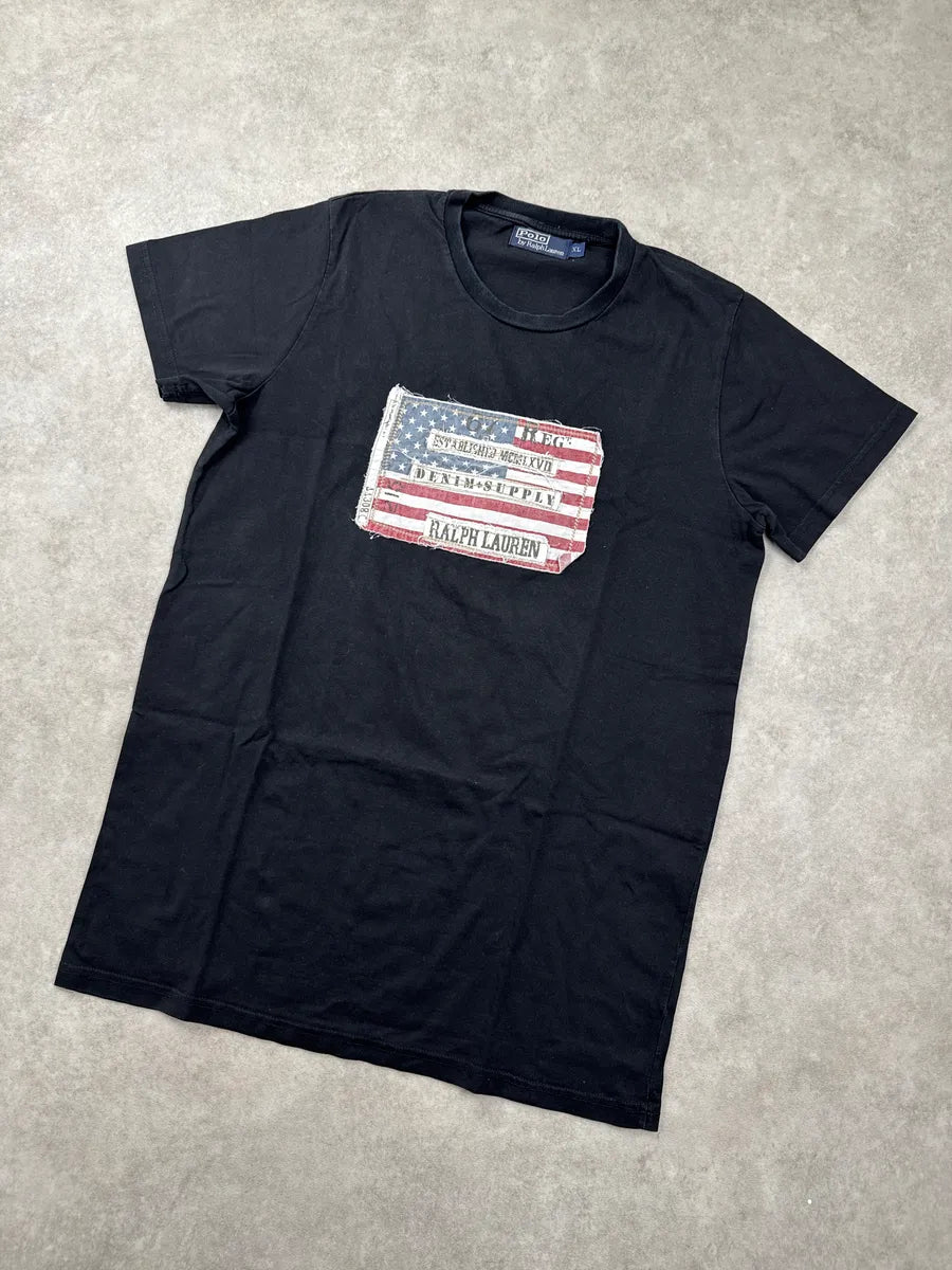 Ralph Lauren Black American Flag Patch Logo T-Shirt DMMpWxkq 3