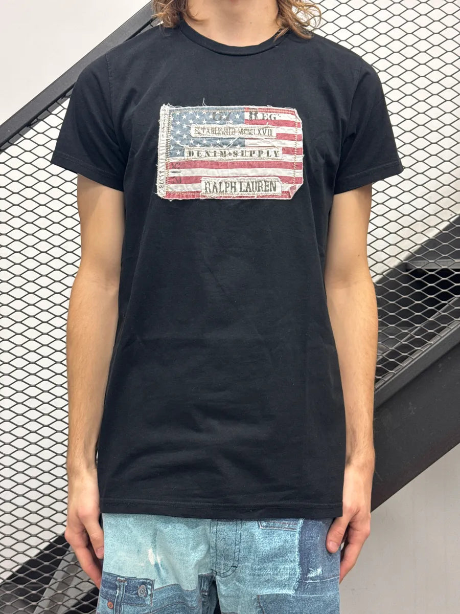 Ralph Lauren Black American Flag Patch Logo T-Shirt DMMpWxkq 1