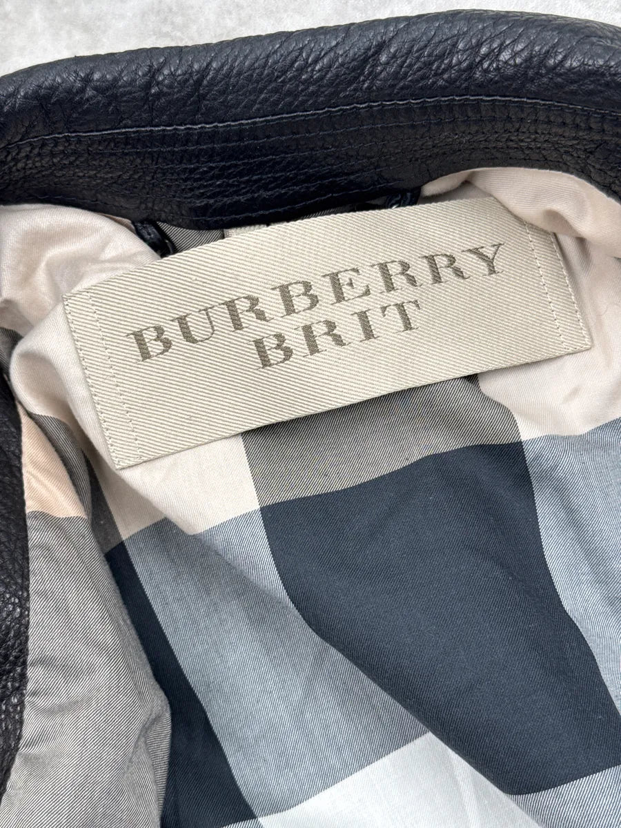 Burberry Brit Black Lambskin Check Lining Bomber Jacket DMUnZoUD 14