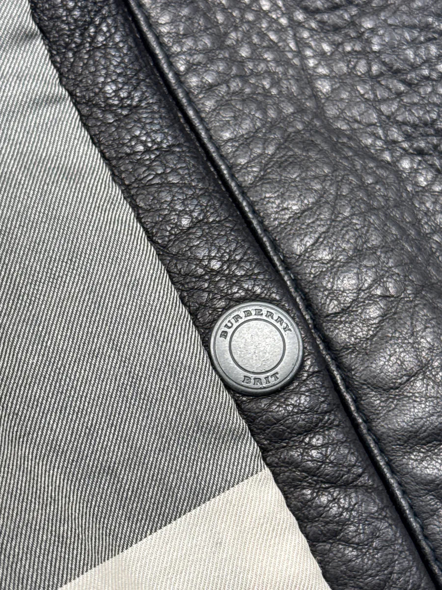 Burberry Brit Black Lambskin Check Lining Bomber Jacket DMUnZoUD 9