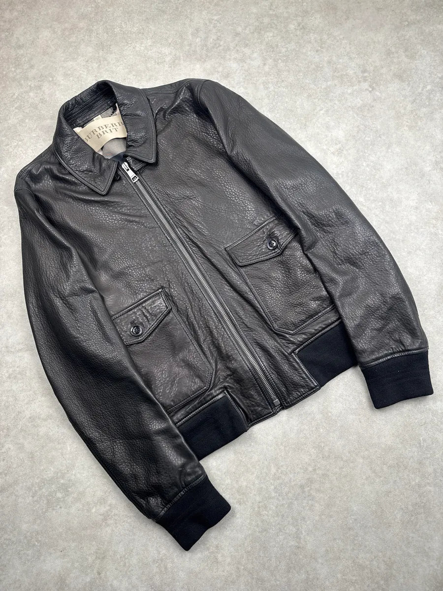 Burberry Brit Black Lambskin Check Lining Bomber Jacket DMUnZoUD 3