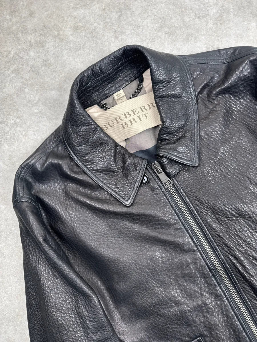Burberry Brit Black Lambskin Check Lining Bomber Jacket DMUnZoUD 10