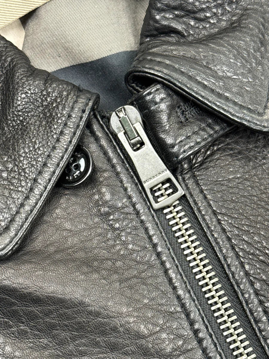 Burberry Brit Black Lambskin Check Lining Bomber Jacket DMUnZoUD 7