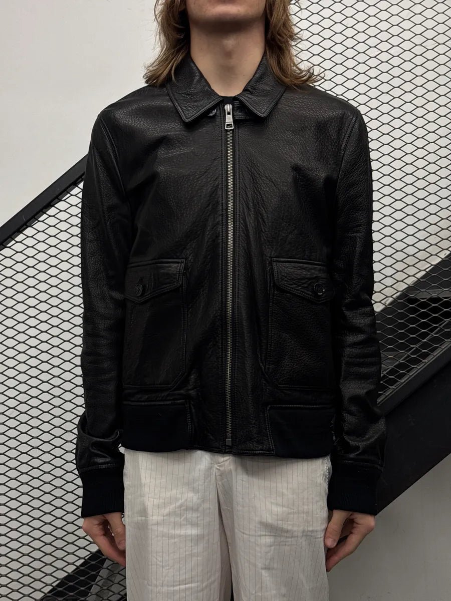 Burberry Brit Black Lambskin Check Lining Bomber Jacket DMUnZoUD 1