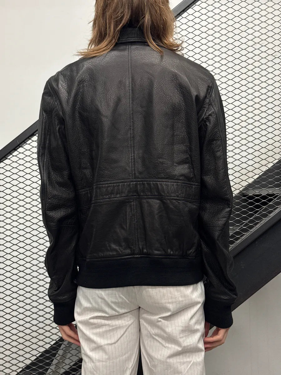 Burberry Brit Black Lambskin Check Lining Bomber Jacket DMUnZoUD 2