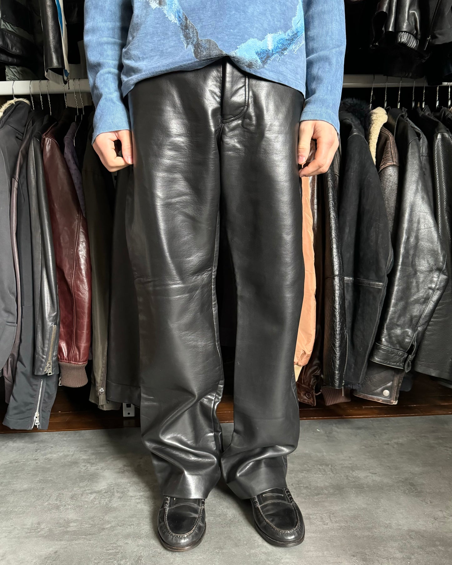 1990s Emporio Armani Black Cozy Leather Ultimate Pants  (M) - 2