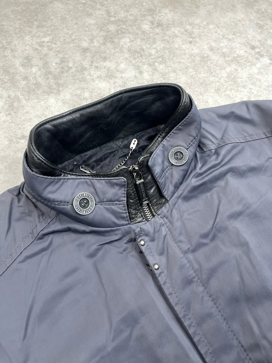 AW2009 Dirk Bikkembergs Futuristic Contrast Leather Navy Bomber Jacket  DPiWyWCj 6