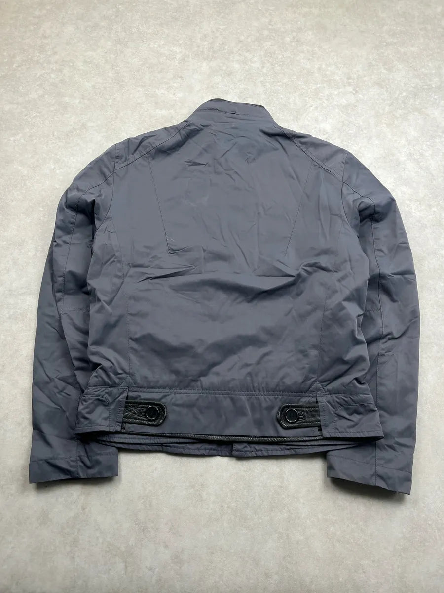 AW2009 Dirk Bikkembergs Futuristic Contrast Leather Navy Bomber Jacket  DPiWyWCj 4