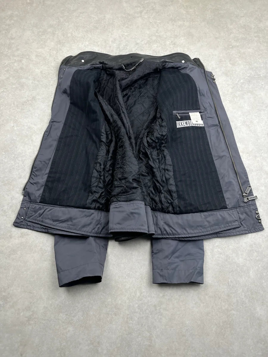 AW2009 Dirk Bikkembergs Futuristic Contrast Leather Navy Bomber Jacket  DPiWyWCj 5