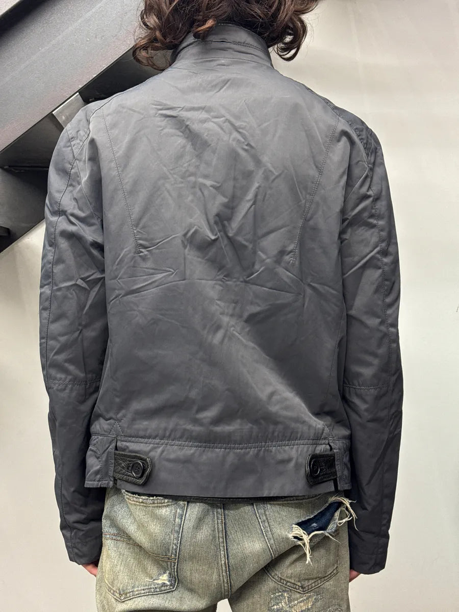AW2009 Dirk Bikkembergs Futuristic Contrast Leather Navy Bomber Jacket  DPiWyWCj 2