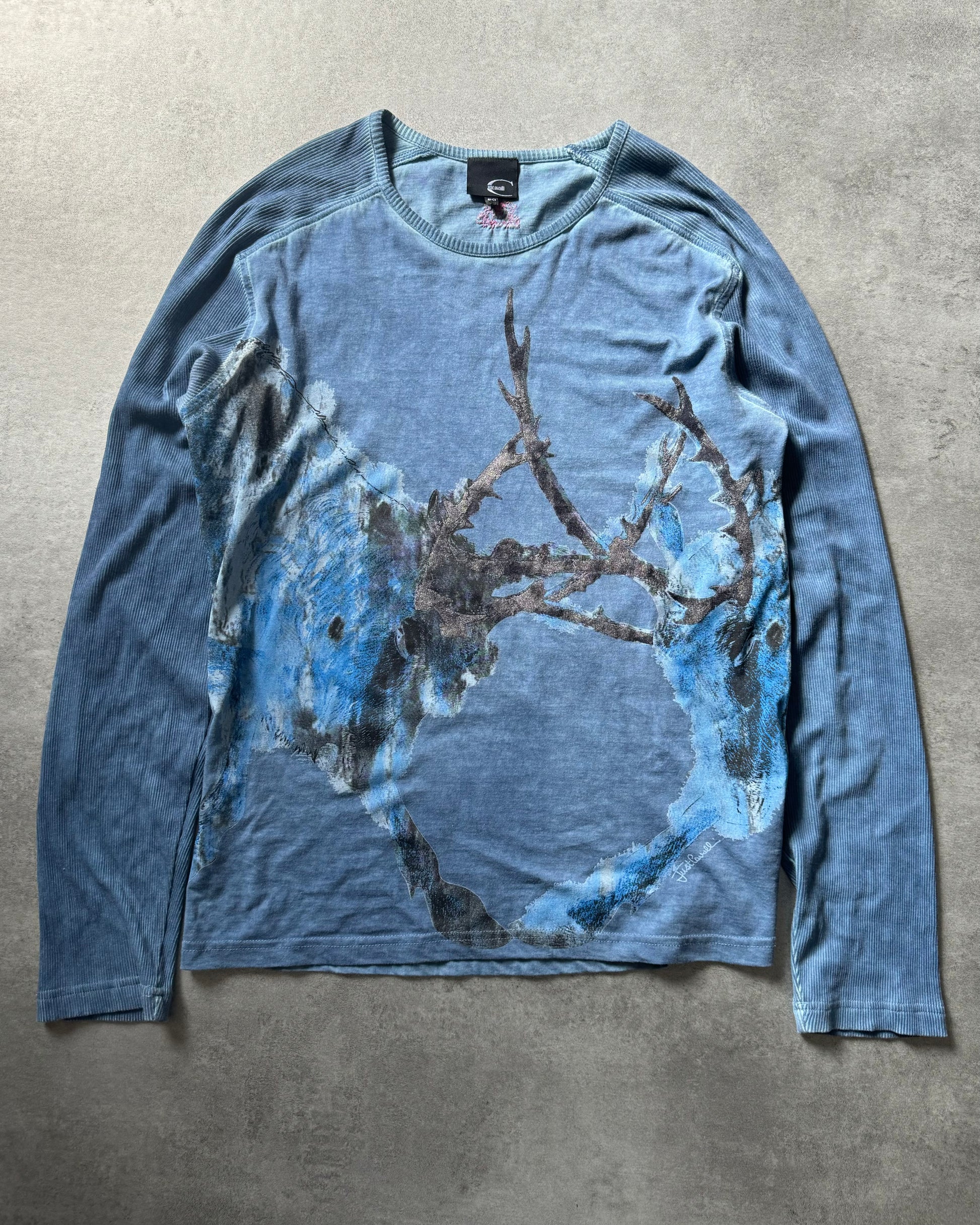 2000s Cavalli Fighting Deers Painting Longsleeves (M) - 1