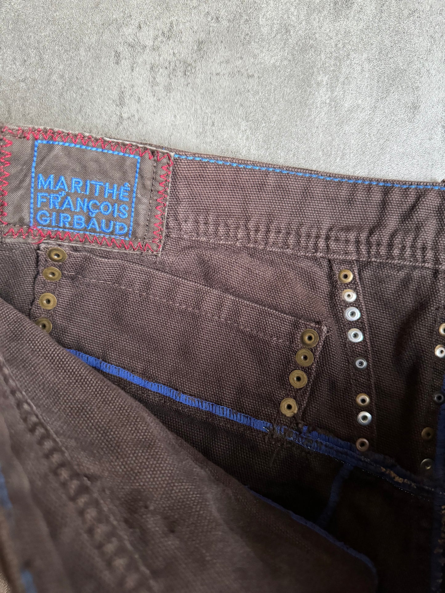 2000s Marithé + François Girbaud Brown Embellished Ornement Cozy Pants (L/XL) - 5