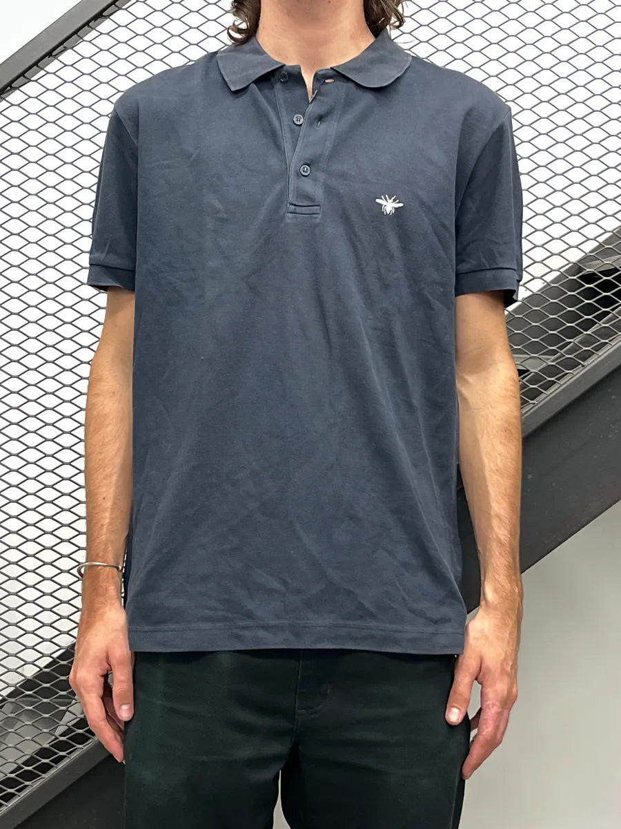 Dior Navy Bee Embroidered Piqué Polo DSNFeGyW 1