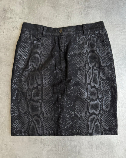 AW1999 Roberto Cavalli Black Python Effect Legend Skirt (S) - 1