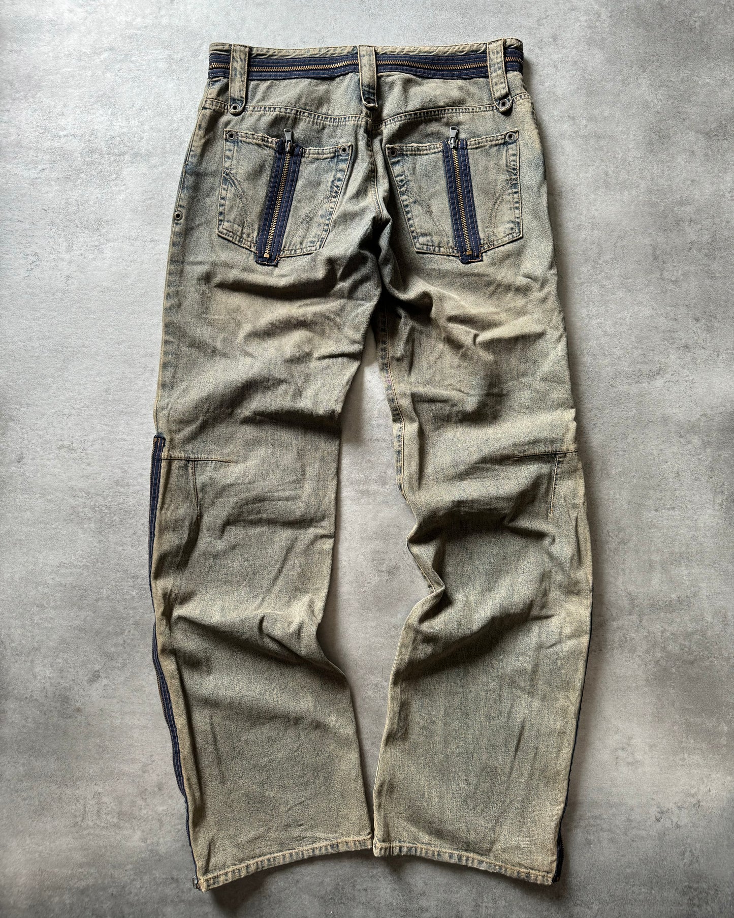 AW2003 Dolce & Gabbana Multi Zips Blue Denim Jeans (M) - 2