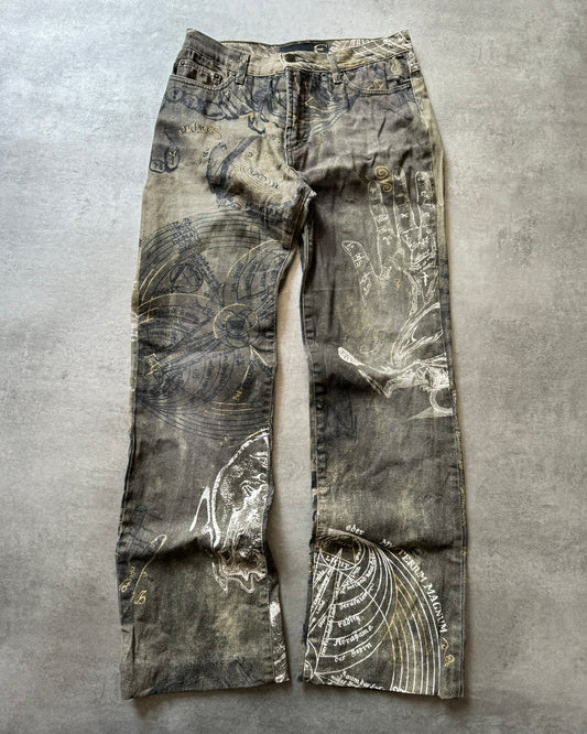 AW2003 Cavalli Zodiac Astrology Imperial Olive Pants (S) - 1