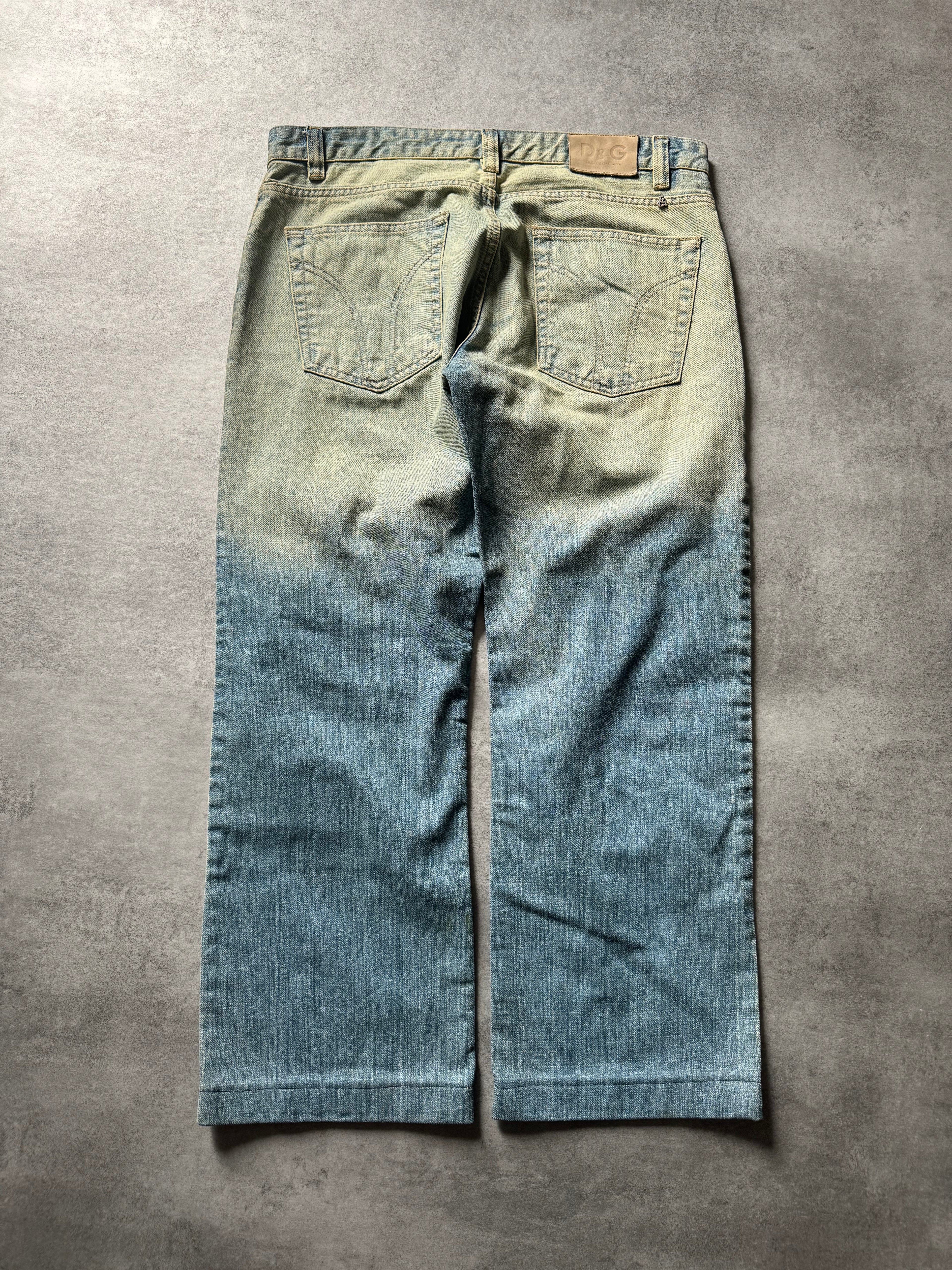 FW2006 Dolce & Gabbana Orange Poem Faded Jeans (M) - 2