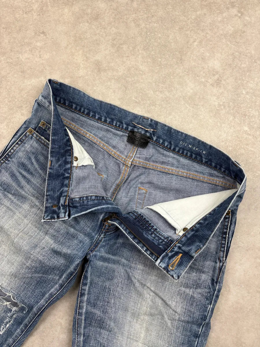 SS2017 Saint Laurent Medium Blue Denim Distressed Slim Jeans DWwPWvNC 7