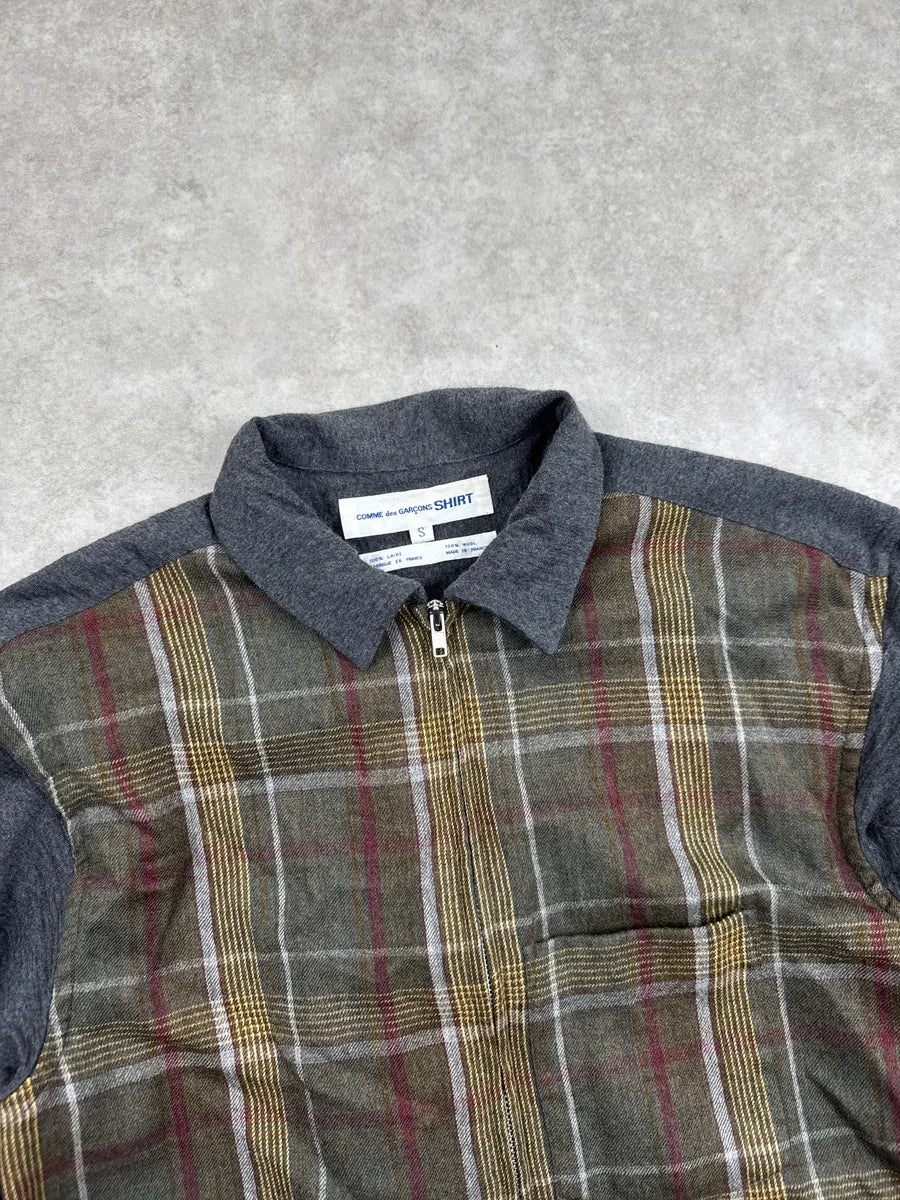 1990s Comme des Garçons SHIRT Grey Wool Plaid Zip Shirt DXIfSmzf 5