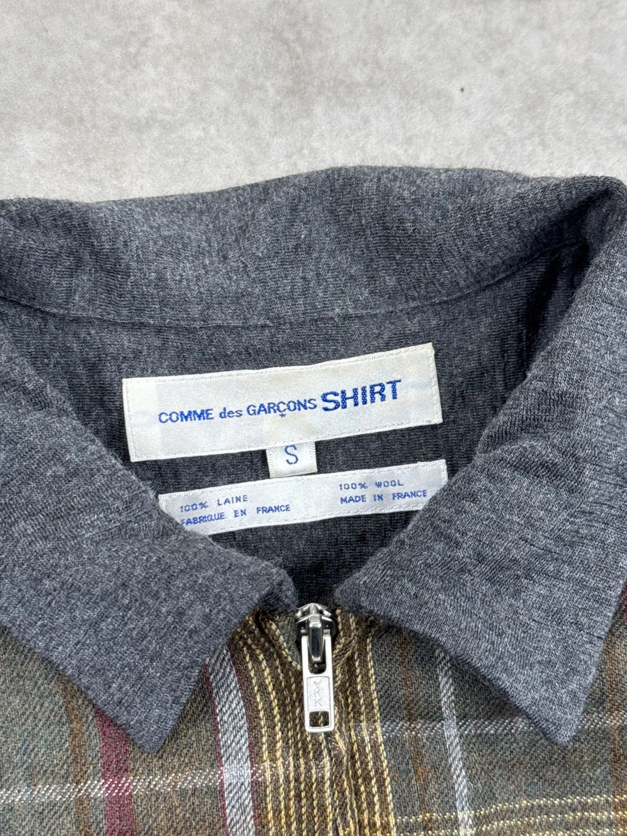 1990s Comme des Garçons SHIRT Grey Wool Plaid Zip Shirt DXIfSmzf 9