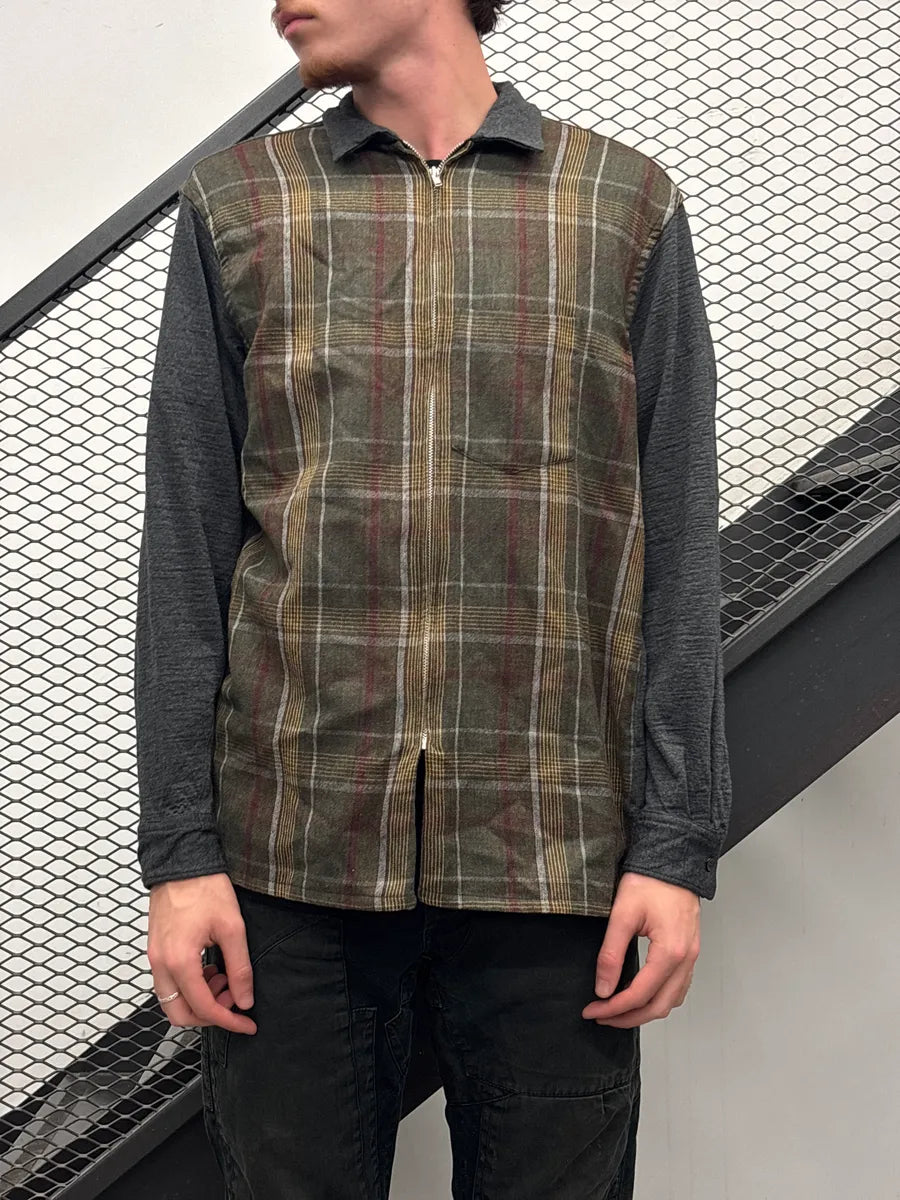 1990s Comme des Garçons SHIRT Grey Wool Plaid Zip Shirt DXIfSmzf 0