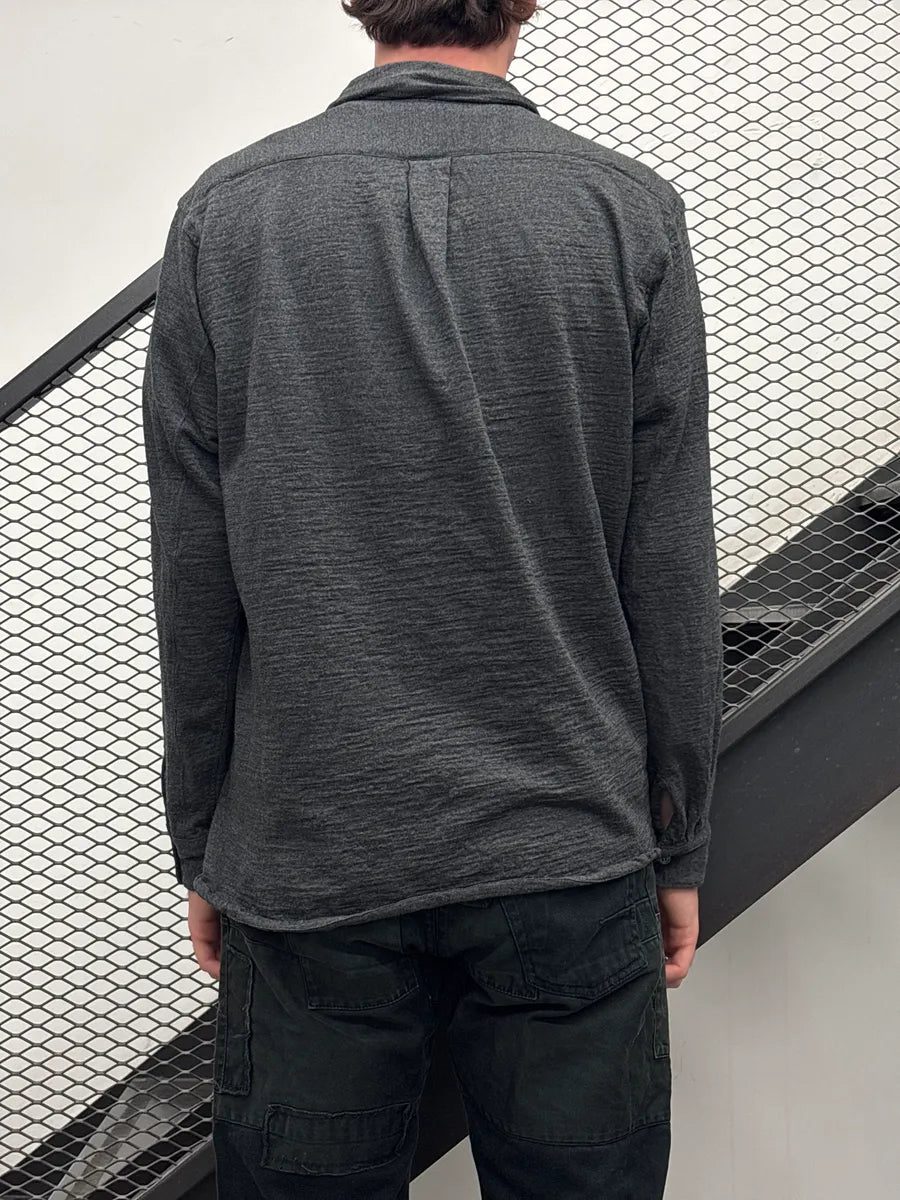 1990s Comme des Garçons SHIRT Grey Wool Plaid Zip Shirt DXIfSmzf 1