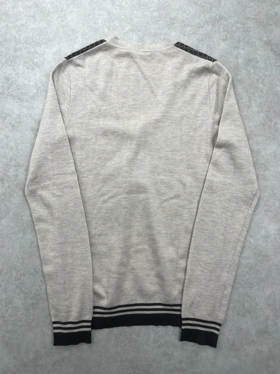 2000s Gucci Beige Merino Wool Diamond Pattern Contrast Trim Cardigan Sweater DXtLaEwh 4