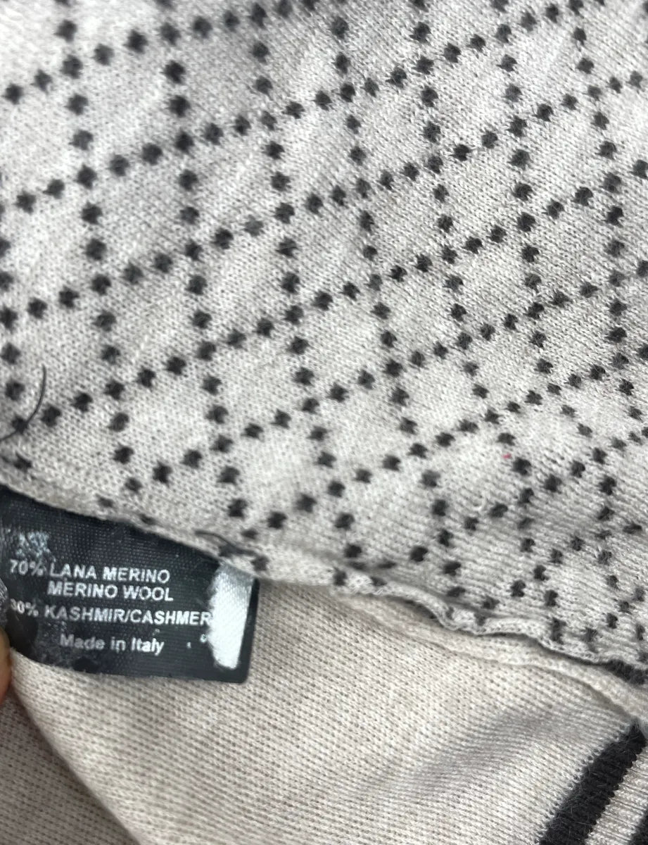 2000s Gucci Beige Merino Wool Diamond Pattern Contrast Trim Cardigan Sweater DXtLaEwh 10