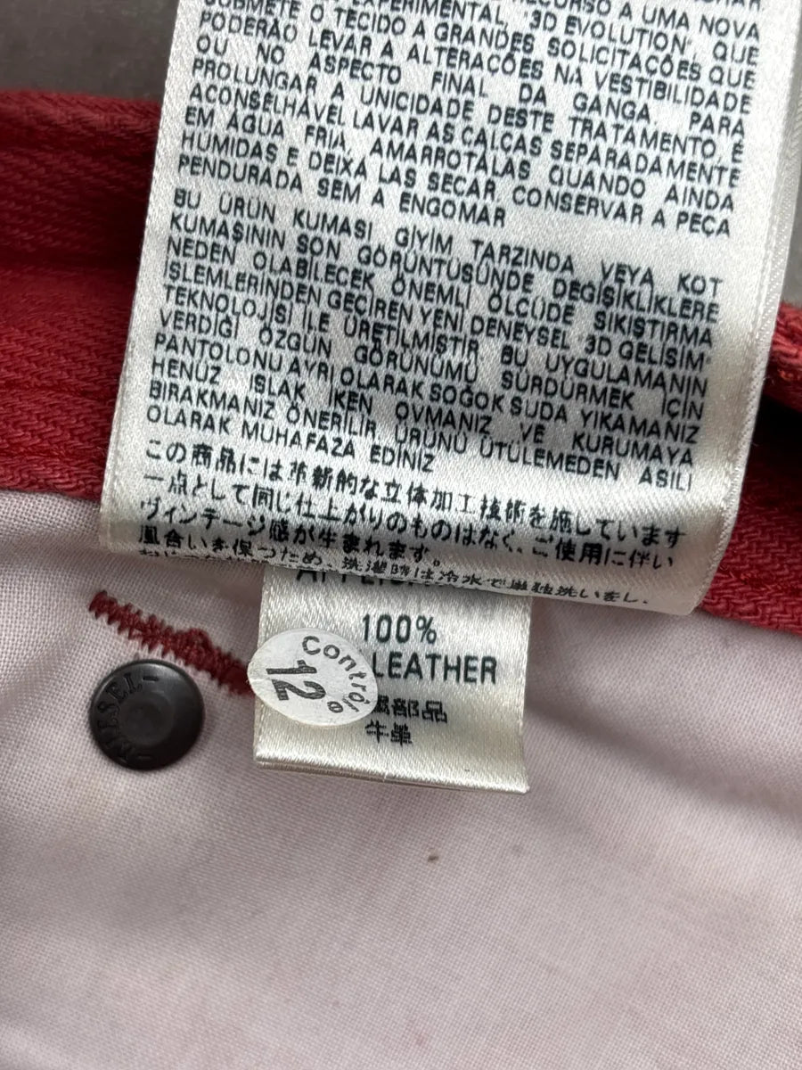 Diesel Red Linen Slim-Tapered Button Fly Leather Jeans DZGPbUcC 15