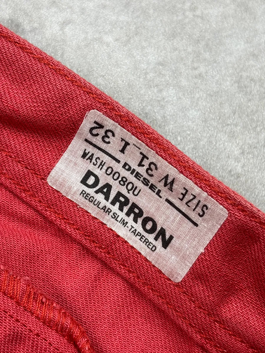 Diesel Red Linen Slim-Tapered Button Fly Leather Jeans DZGPbUcC 11