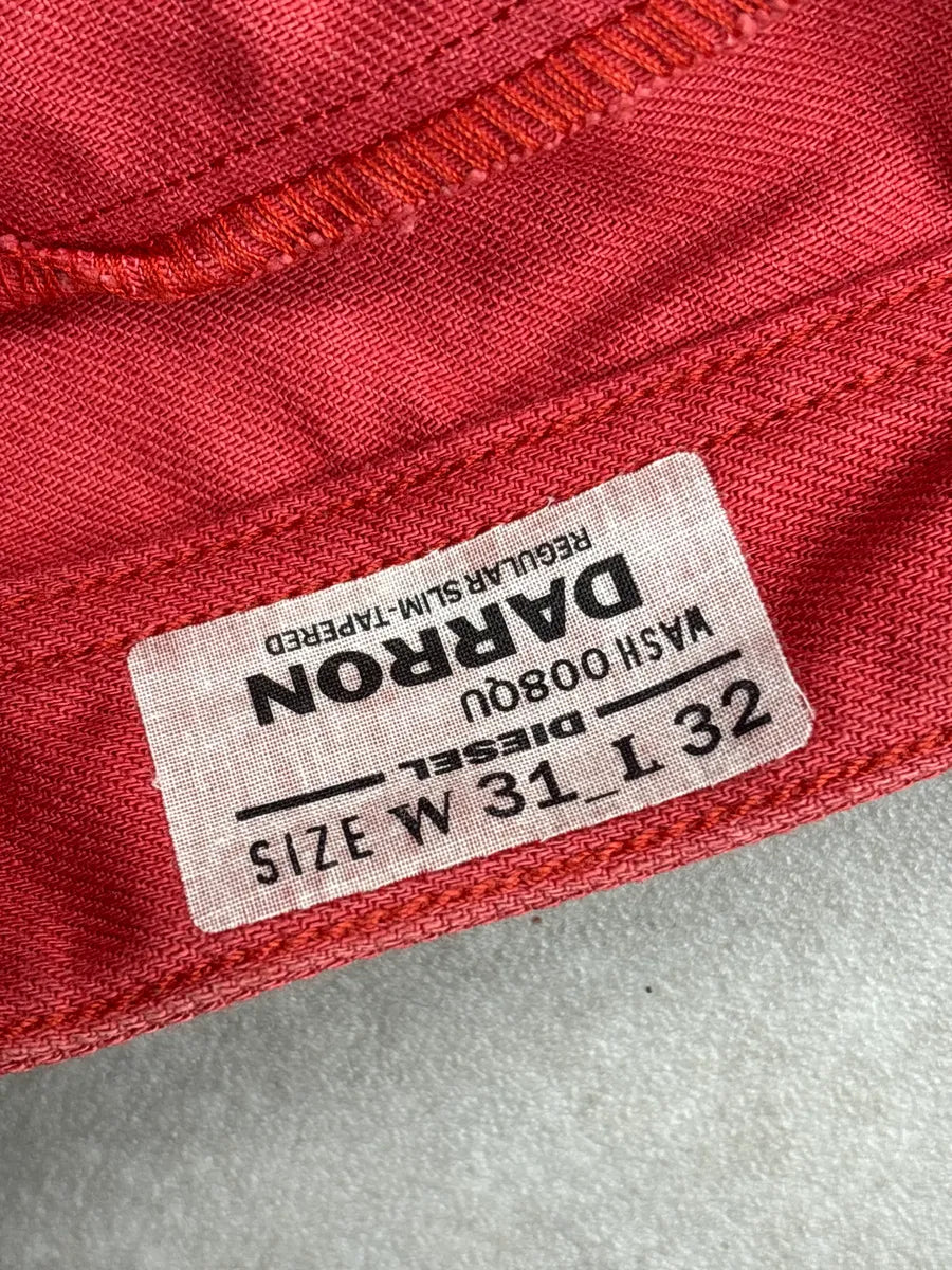 Diesel Red Linen Slim-Tapered Button Fly Leather Jeans DZGPbUcC 12