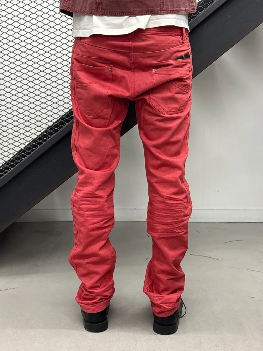 Diesel Red Linen Slim-Tapered Button Fly Leather Jeans DZGPbUcC 3
