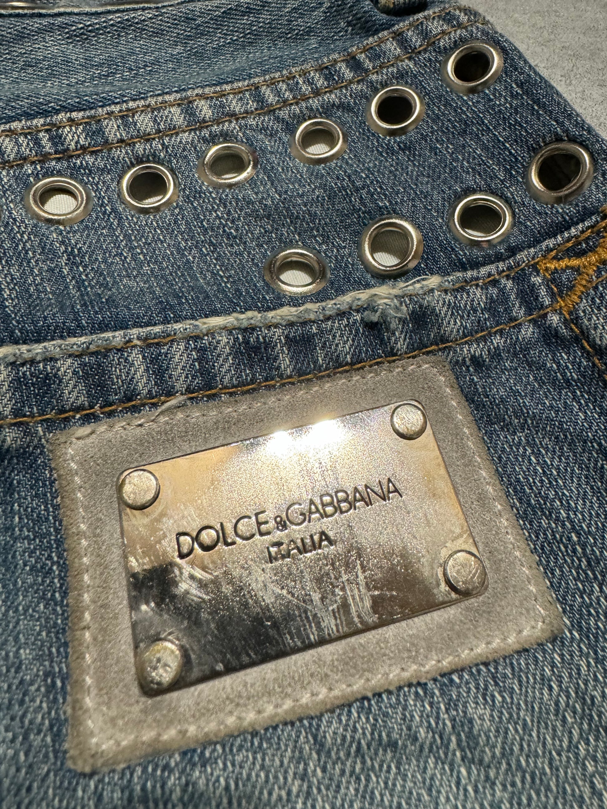 SS2006 Dolce & Gabbana Eyled Punk Holes Jeans (M) - 4