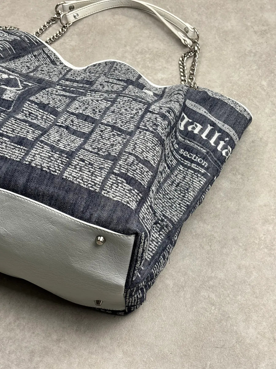 SS2013 Galliano Dark Indigo Newspaper Print Chain Shoulder Bag DcGpGpHg 14