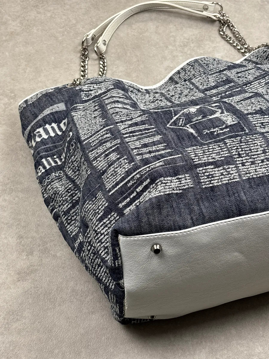 SS2013 Galliano Dark Indigo Newspaper Print Chain Shoulder Bag DcGpGpHg 15