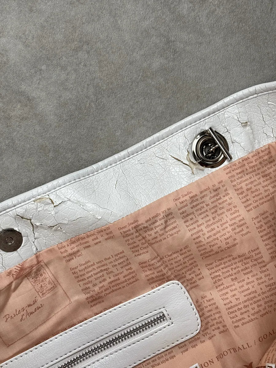 SS2013 Galliano Dark Indigo Newspaper Print Chain Shoulder Bag DcGpGpHg 18