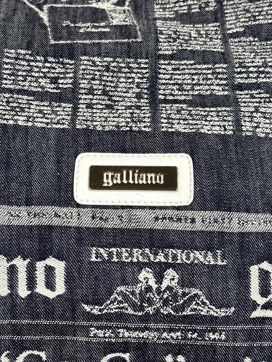 SS2013 Galliano Dark Indigo Newspaper Print Chain Shoulder Bag DcGpGpHg 7