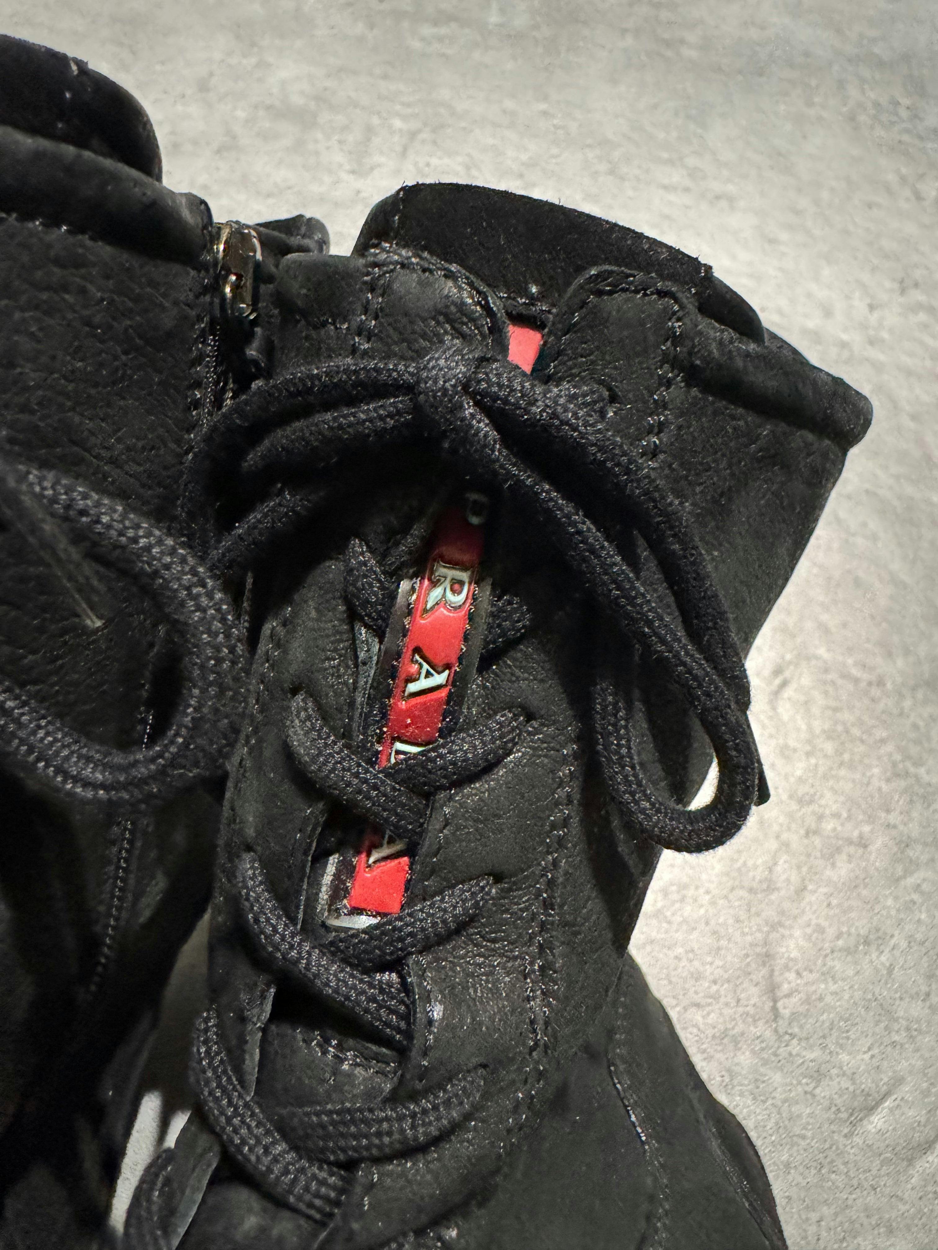 2000s Prada Black Biker Avant-Garde Ankle Boots (39eu/us6.5)