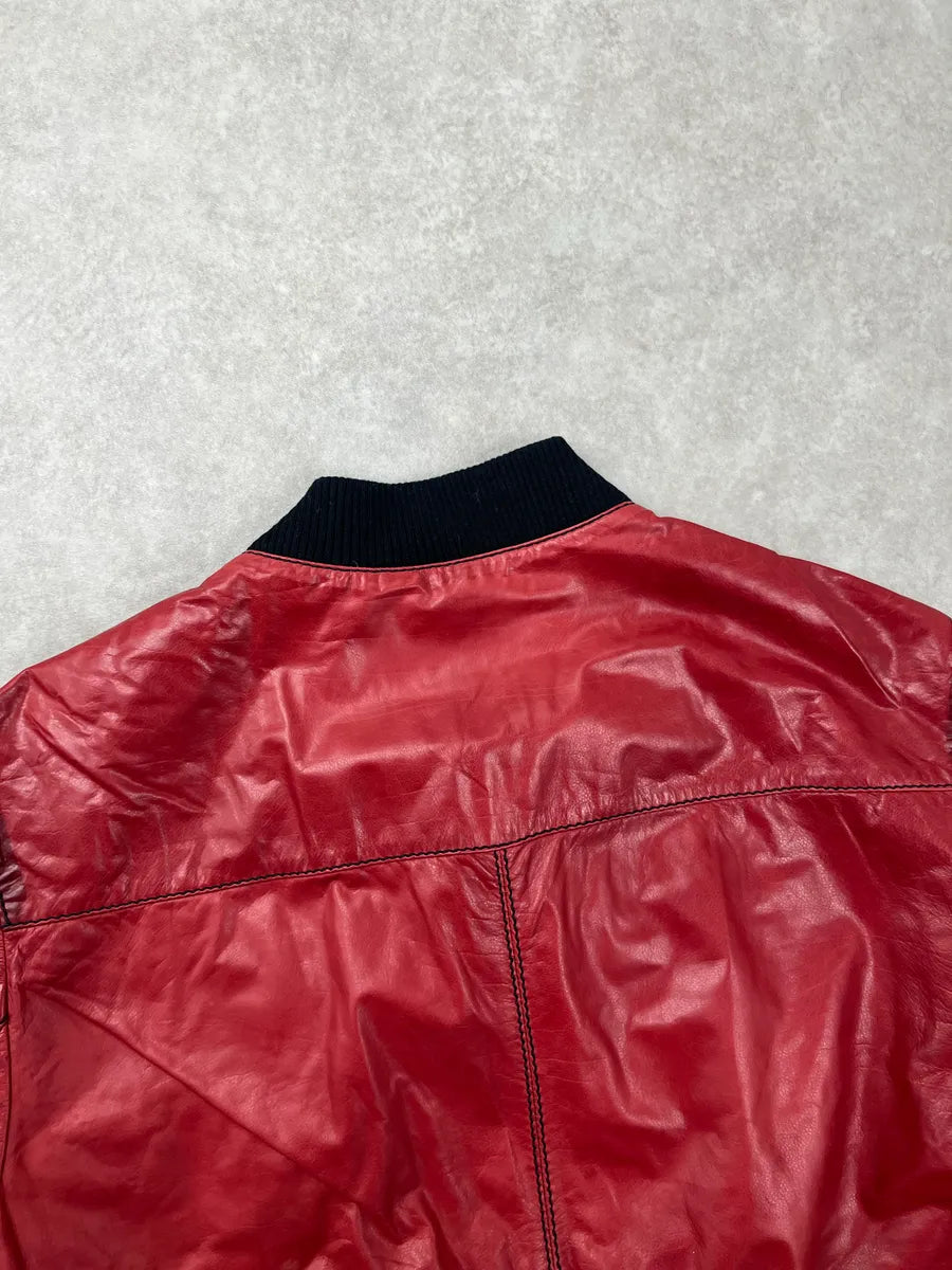 2000s Gucci Red Leather Multi-Pocket Bomber Jacket DgRXsmem 6