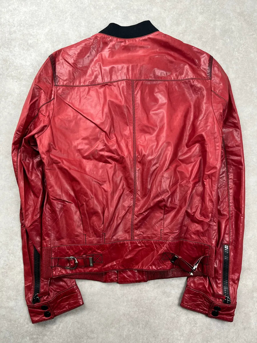 2000s Gucci Red Leather Multi-Pocket Bomber Jacket DgRXsmem 4