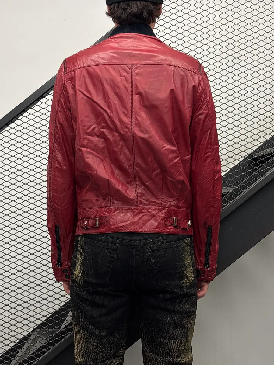 2000s Gucci Red Leather Multi-Pocket Bomber Jacket DgRXsmem 2