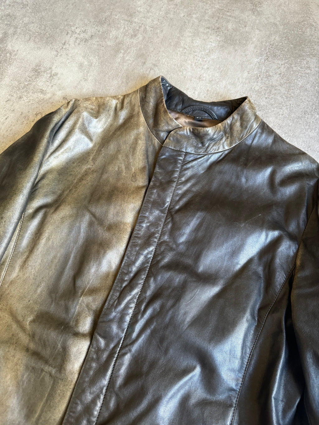 AW2019 Giorgio Armani Faded Samurai Leather Jacket (M) - 9
