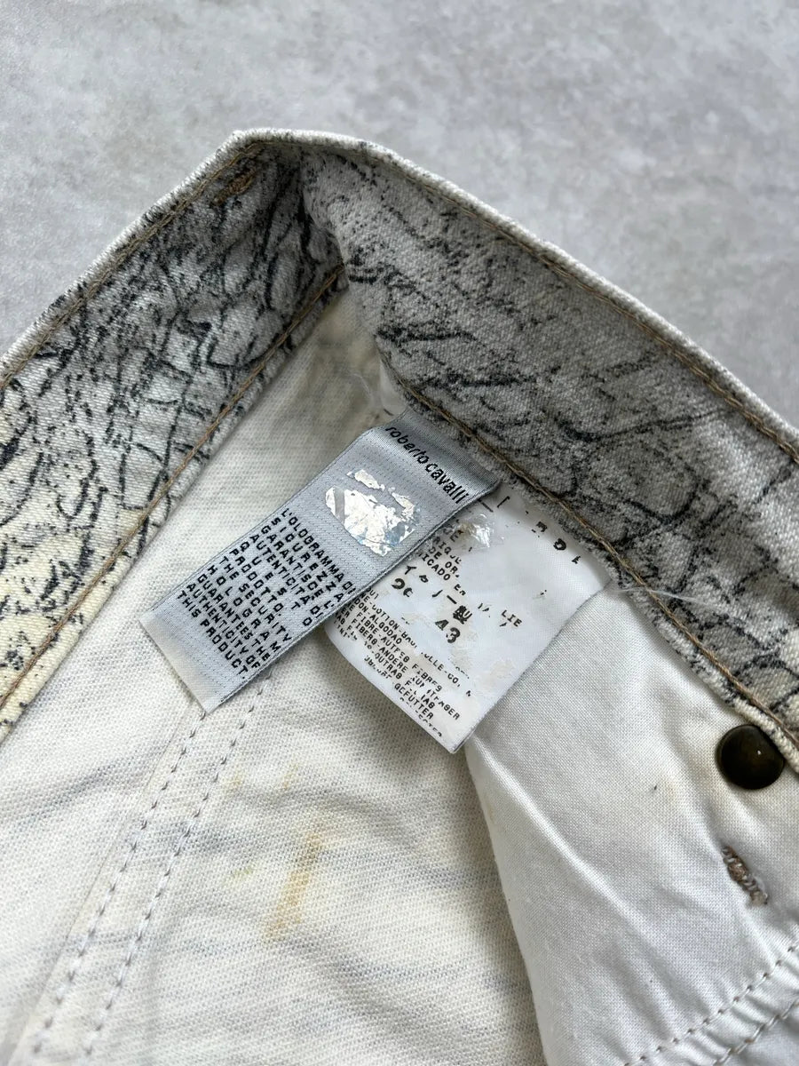 SS2002 Cavalli Beige Crocodile Effect Abstract Pants DpfOvfxP 12