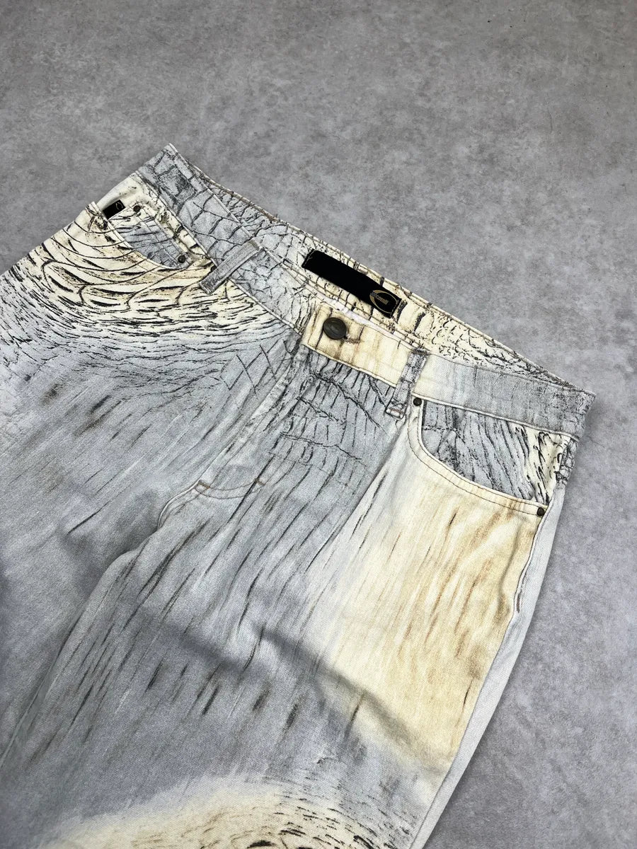 SS2002 Cavalli Beige Crocodile Effect Abstract Pants DpfOvfxP 5