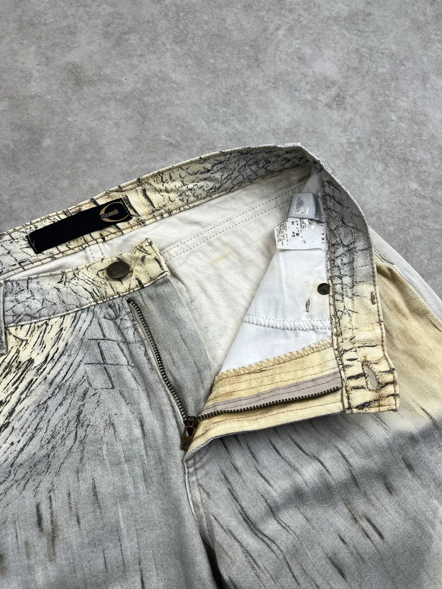 SS2002 Cavalli Beige Crocodile Effect Abstract Pants DpfOvfxP 10