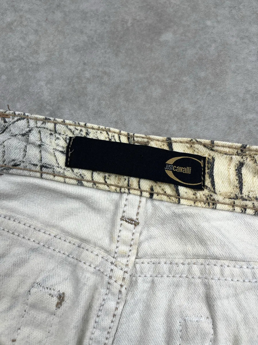 SS2002 Cavalli Beige Crocodile Effect Abstract Pants DpfOvfxP 11