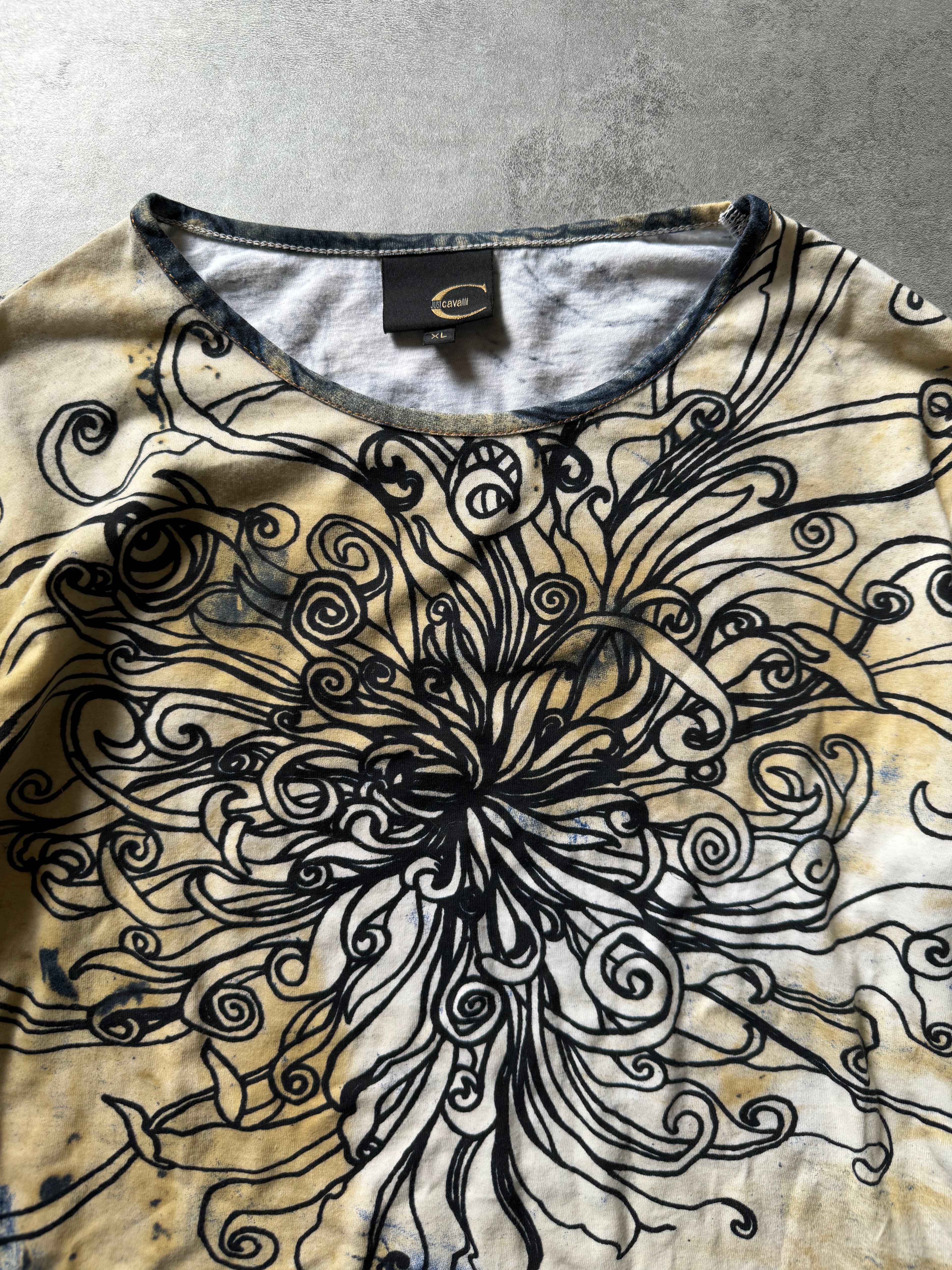 2000s Cavalli Flowers Ink Longsleeves (XS) - 6